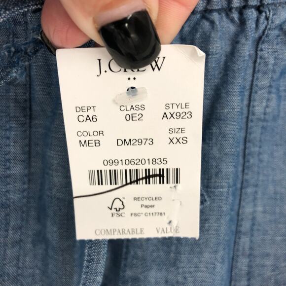 J.CREW Womens Chambray Shorts XXS Blue Wash Pull-On Drawstring AX923 NWT - Picture 9 of 11